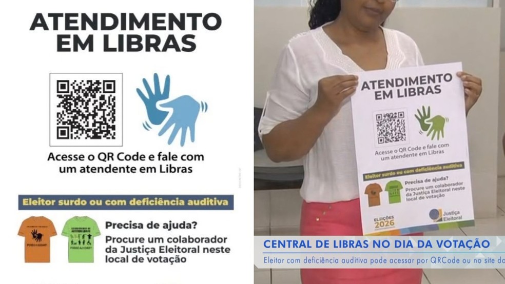 Chefe de Cartório de Araçatuba diz que sessões de votação contam com suporte de Libras para eleitores com deficiência auditiva — Foto: Reprodução/TV TEM