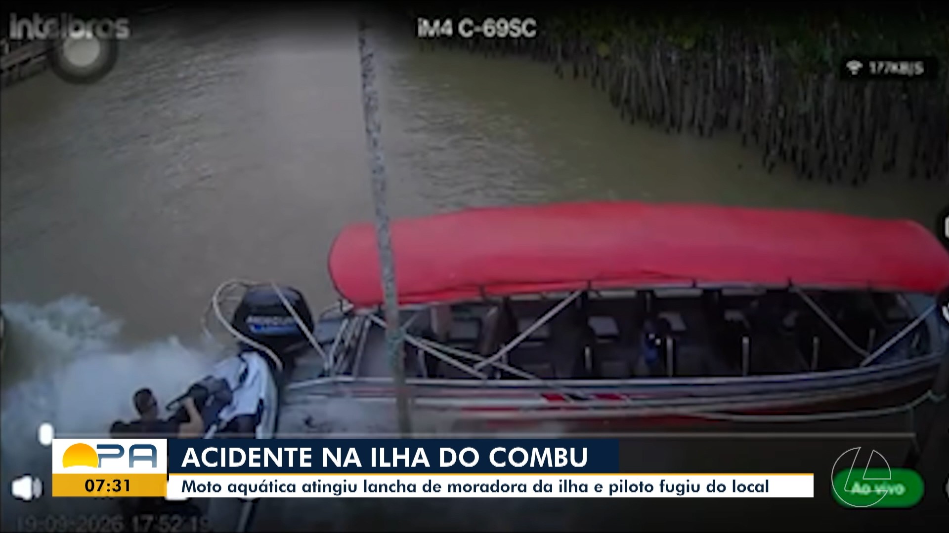 Moto aquática bate em lancha de moradora e foge na Ilha do Combu, em Belém