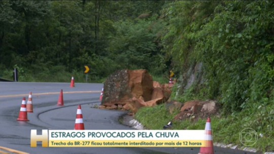 Deslizamento de pedra interdita BR-277 por mais de 12 horas no Paraná - Programa: Jornal Hoje 