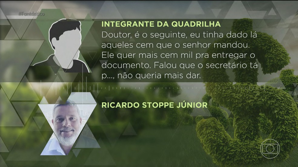 Conversa de Ricardo Stoppe com integrante da quadrilha — Foto: Reprodução/TV Globo