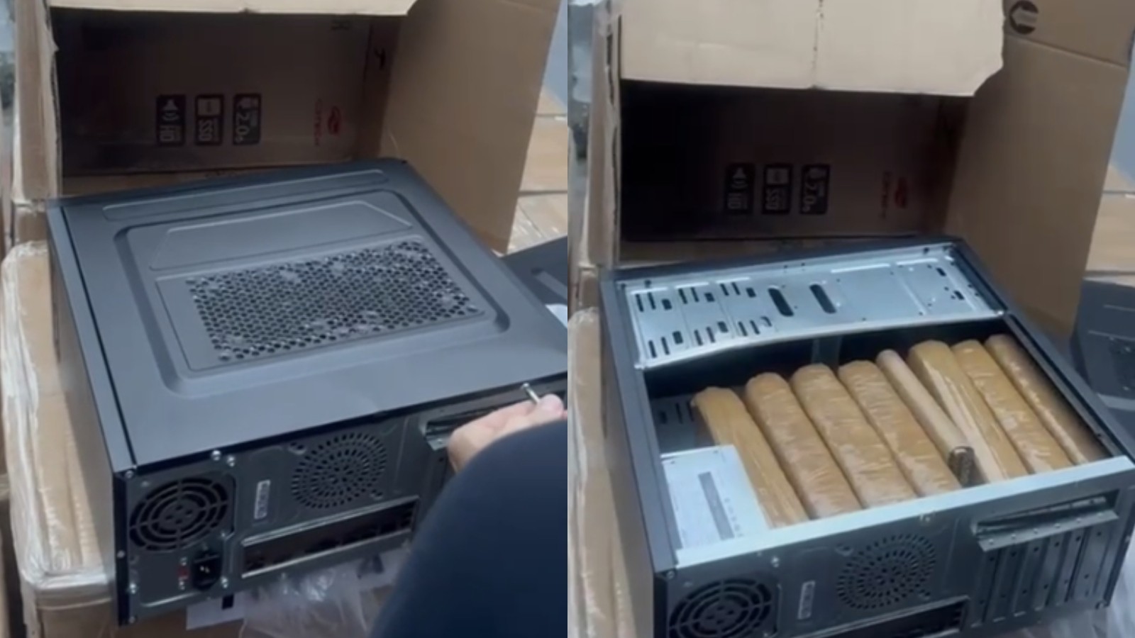 Polícia encontra quase 230 quilos de drogas escondidos em gabinetes de computadores, em Fortaleza; vídeo