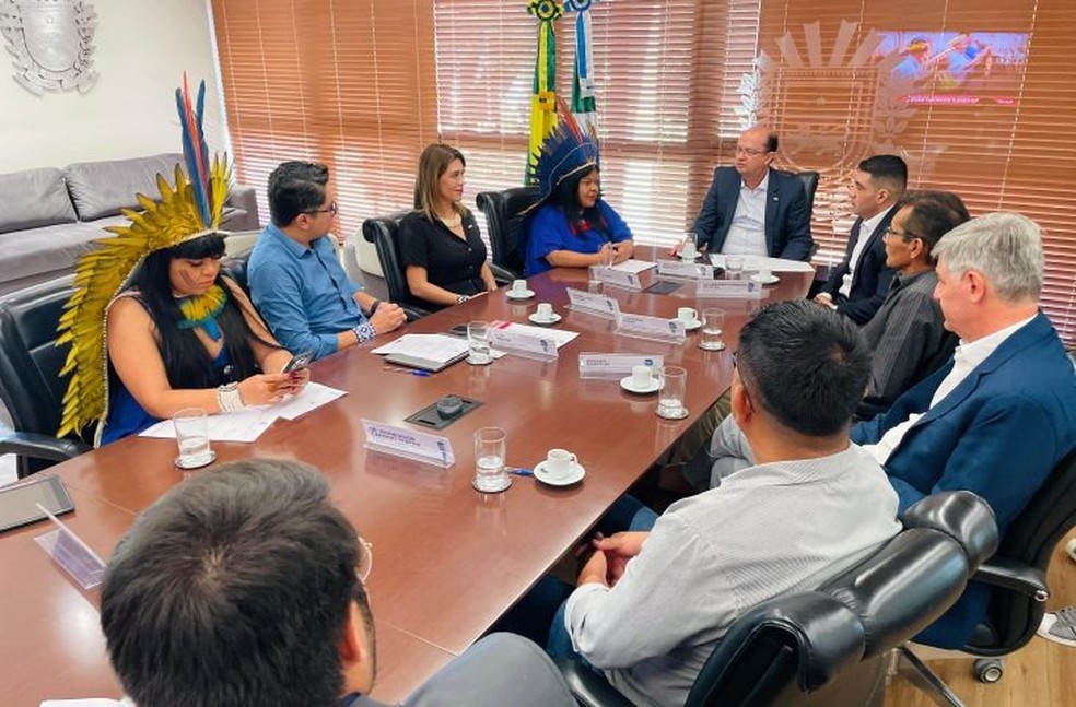 Ministra veio ao Mato Grosso do Sul para assinar termo. — Foto: Matheus Carvalho-GOVMS/Reprodução