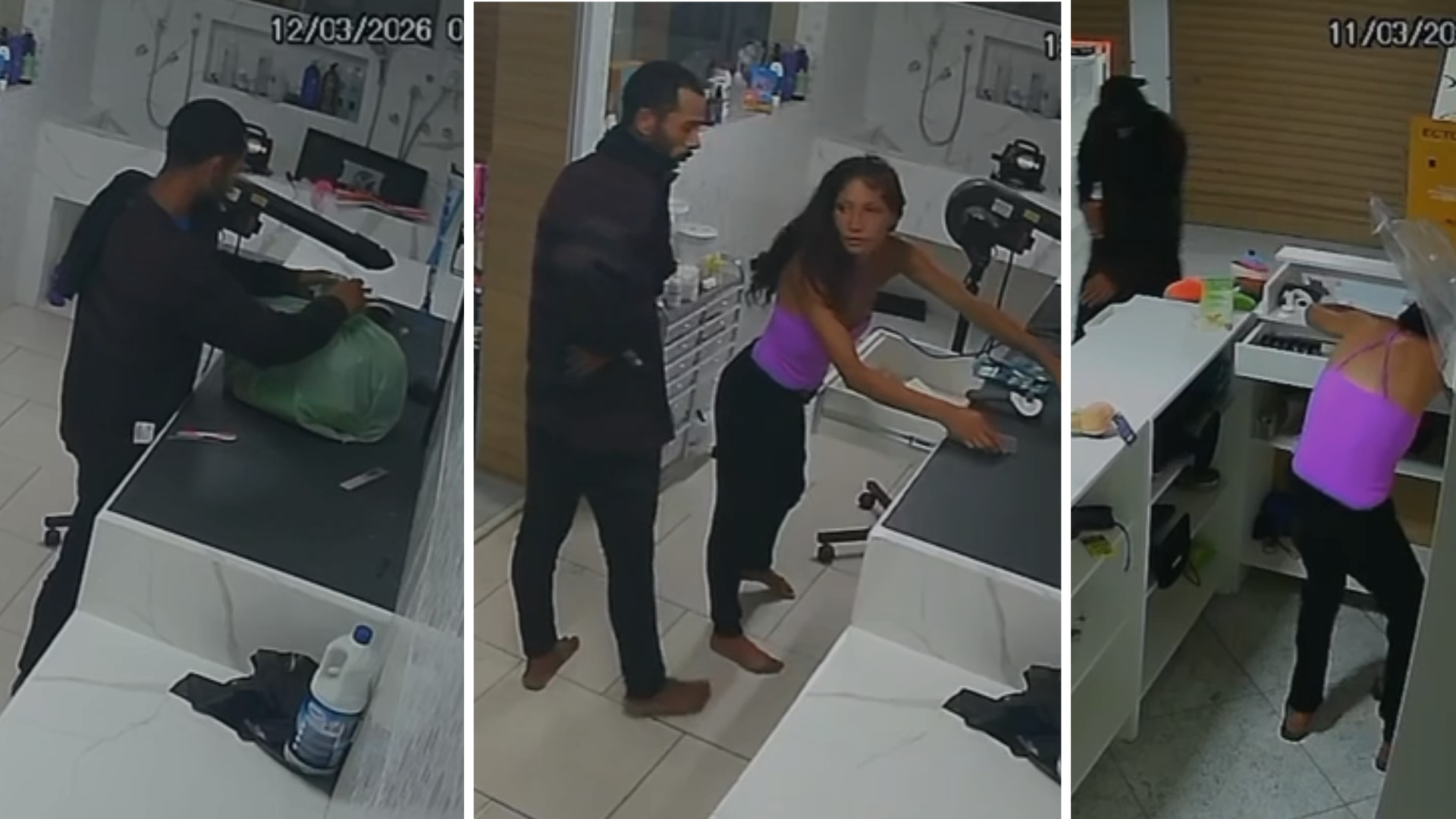 VÍDEO: casal invade pet shop e furta materiais de tosa e medicamentos em Sorocaba