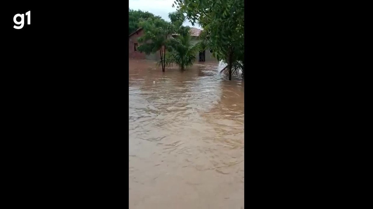 Rios transbordam e água alaga casas e ruas em Porteirinha 