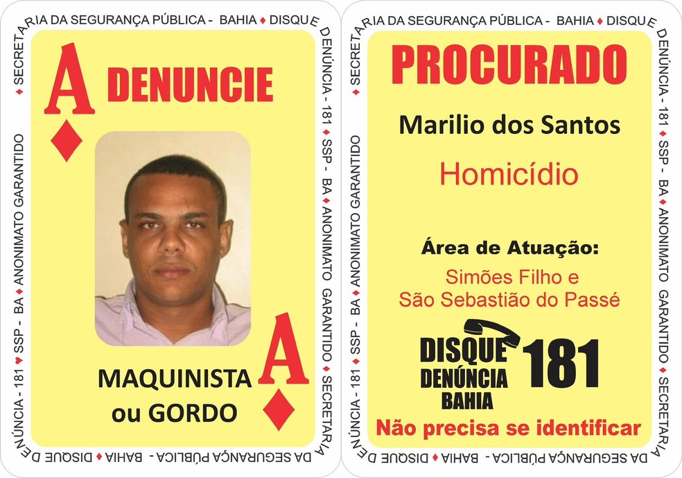 Suspeitos de envolvimento na morte de Mãe Bernadete entram para o Baralho do Crime da SSP-BA — Foto: SSP-BA