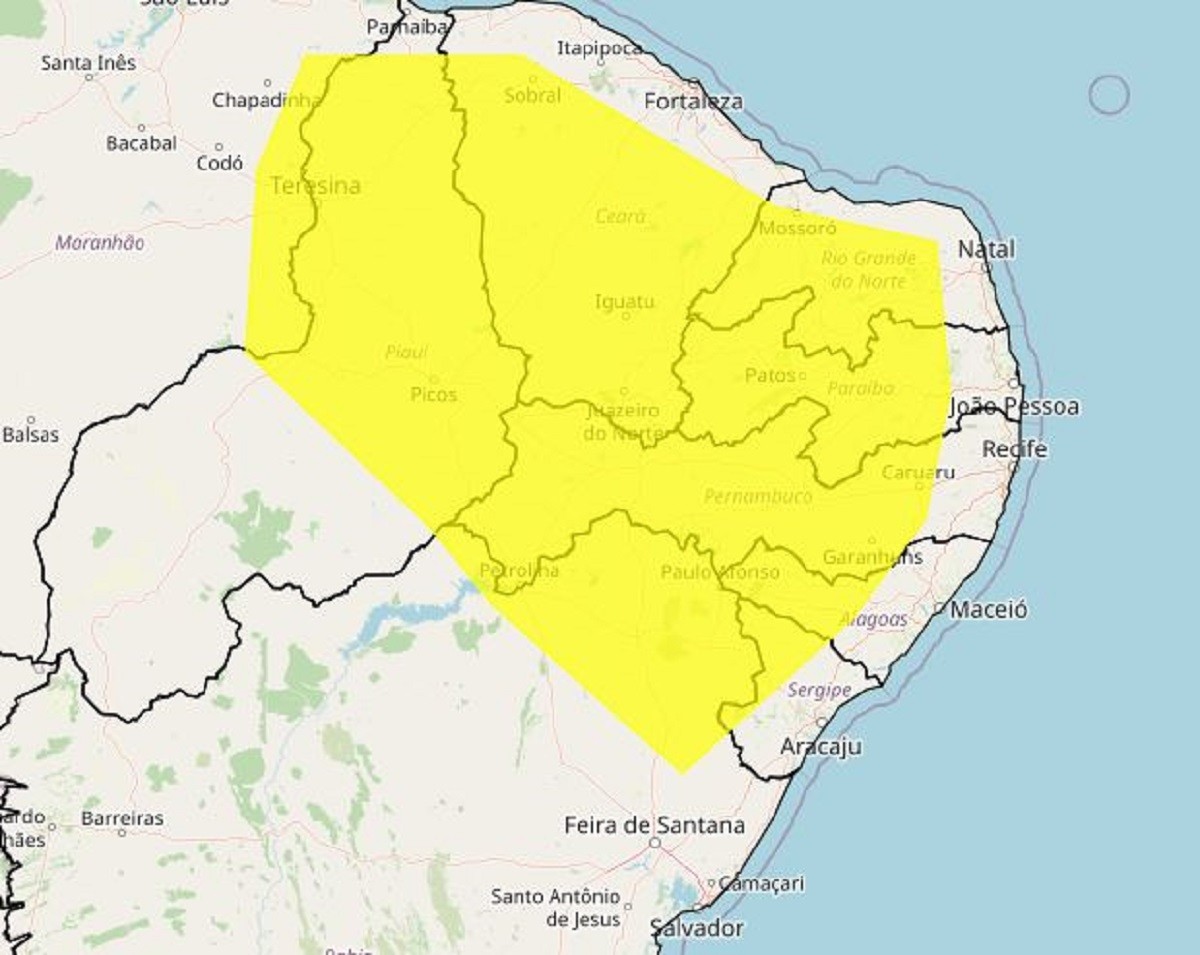 Inmet emite dois alertas de baixa umidade para cidades do RN; veja lista 