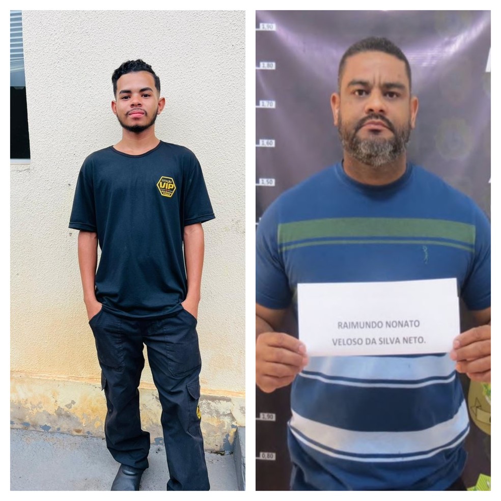 Wesley Silva, à esquerda, foi morto pelo policial penal Raimundo Nonato, à direita — Foto: Arquivo pessoal e reprodução