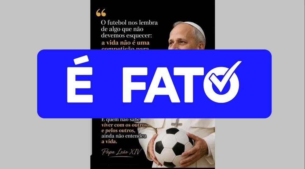 Imagem atribuída ao Papa Leão XIV com bola de futebol apresenta sinais de manipulação digital