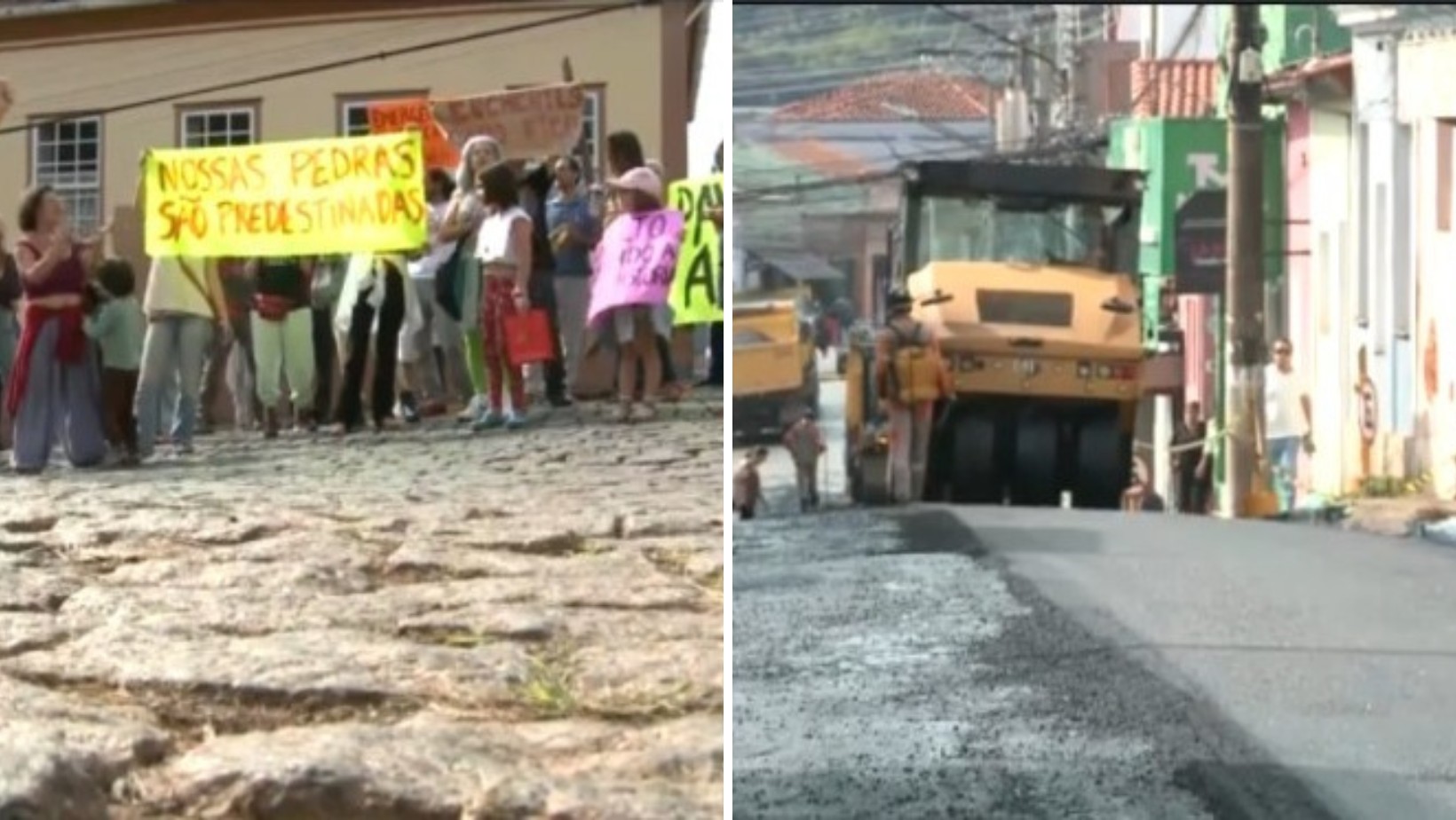 Defendendo paralelepípedos, moradores protestam contra asfalto em ruas no interior de SP: ‘Pedras predestinadas’