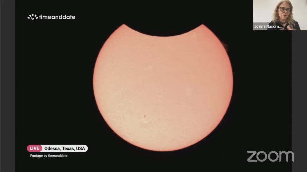Registro do eclipse em Odessa, Texas, nos Estados Unidos — Foto: Reprodução/ON