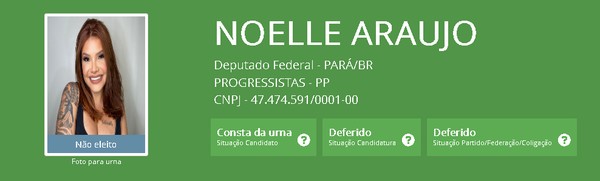 Noelle Araújo quando foi candidata a deputada federal em 2022 — Foto: Reprodução/TSE