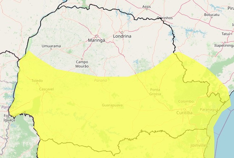 Alerta de chuvas intensas — Foto: Reprodução/Inmet