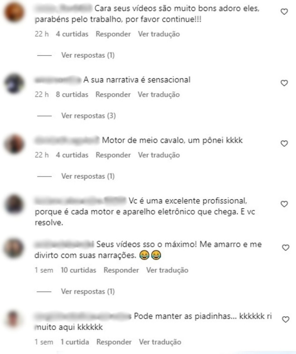 Seguidores elogiam conteúdo da Graxinha nas redes sociais — Foto: Instagram/Reprodução