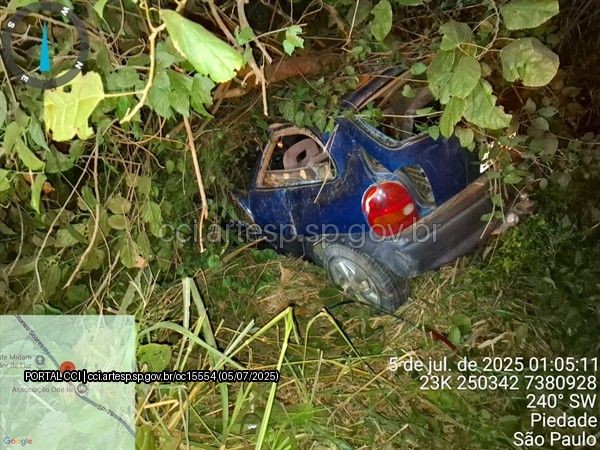 Motorista morre ao perder controle da direção e capotar em rodovia de Piedade