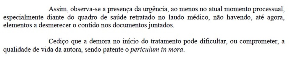 Justiça concedeu uma liminar autorizando a intervenção médica para a retirada do material esquecido na cesárea de Tatiane. — Foto: Arquivo pessoal
