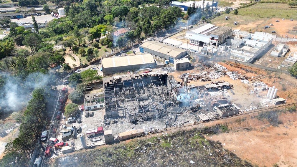 Empresa ficou destruída em Cabreúva (SP) após explosão — Foto: Prefeitura de Cabreúva/Divulgação