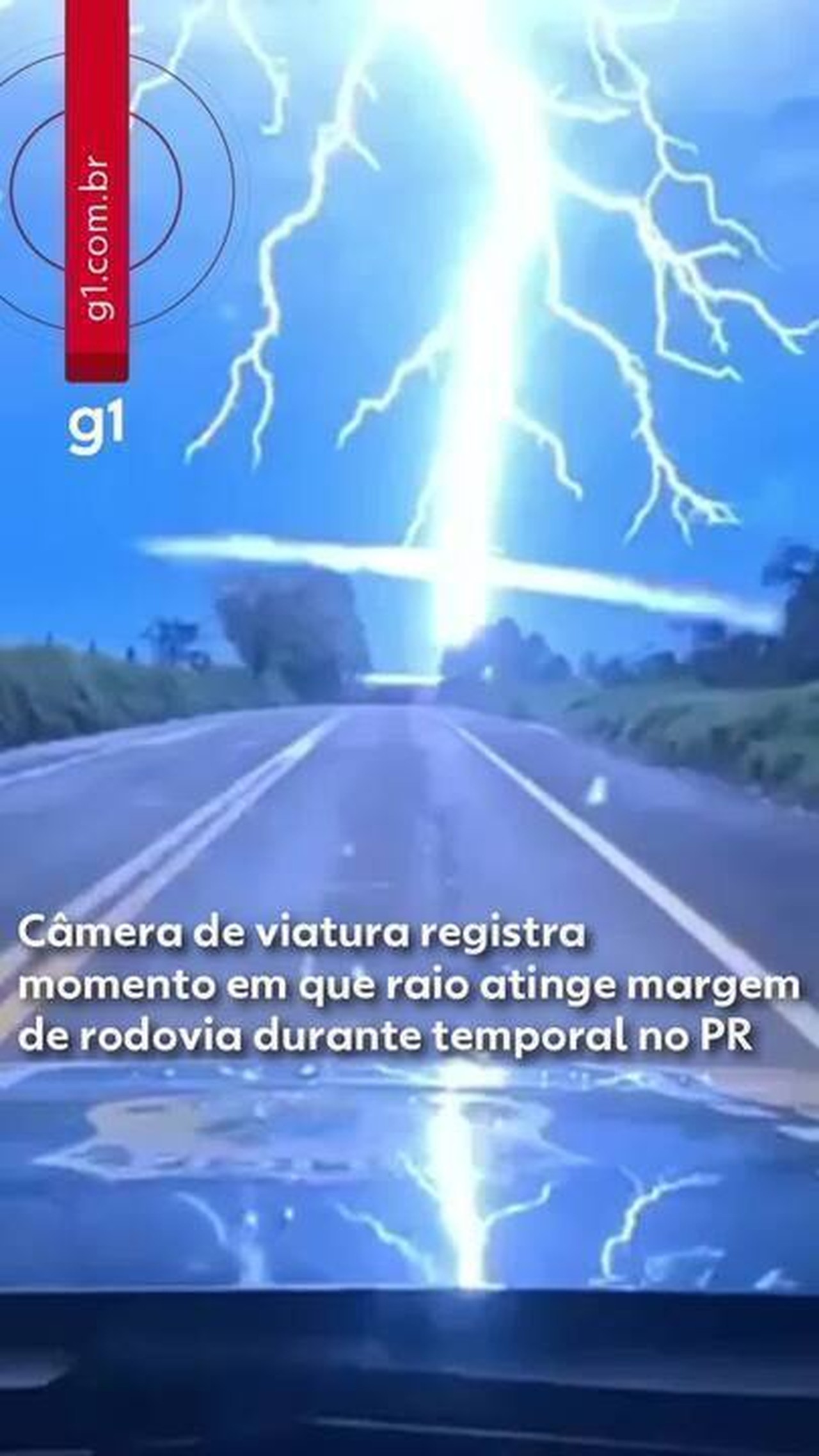 VÍDEO: câmera de viatura registra momento em que raio atinge rodovia ...