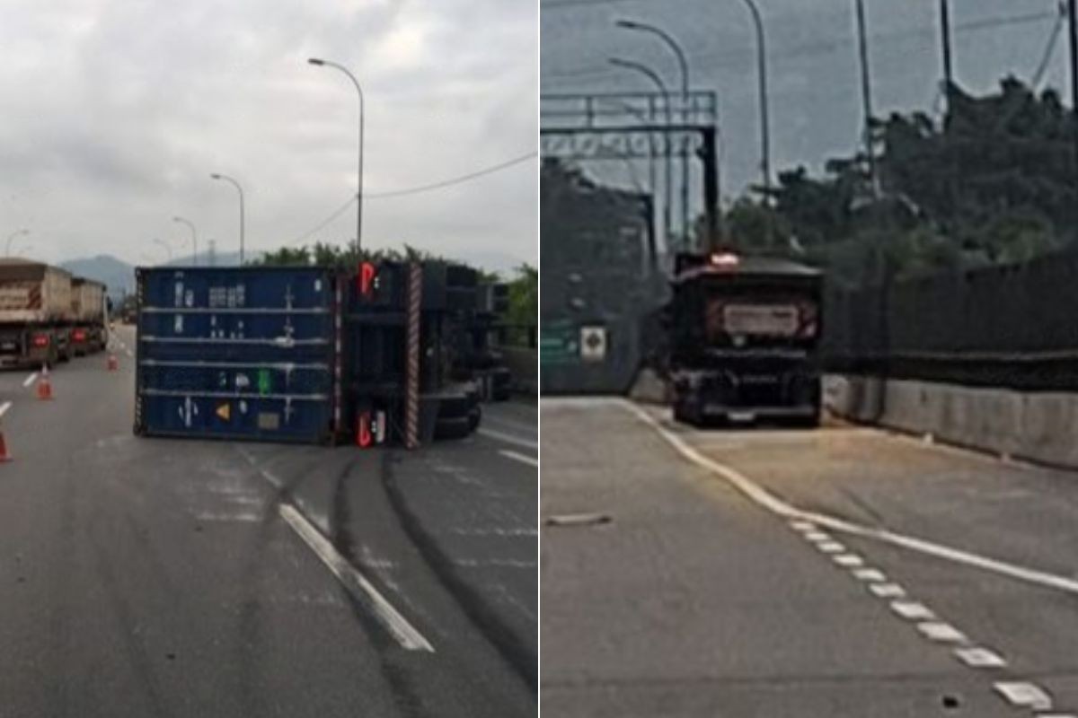 Carreta tomba após colisão e interdita a rodovia Cônego Domênico Rangoni, SP