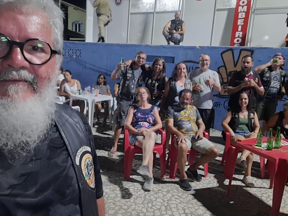 Pompeu Soares Sobrinho compartilhou imagens ao lado de outras pessoas em evento que reúne motociclistas de todo o país — Foto: Reprodução/Redes Sociais