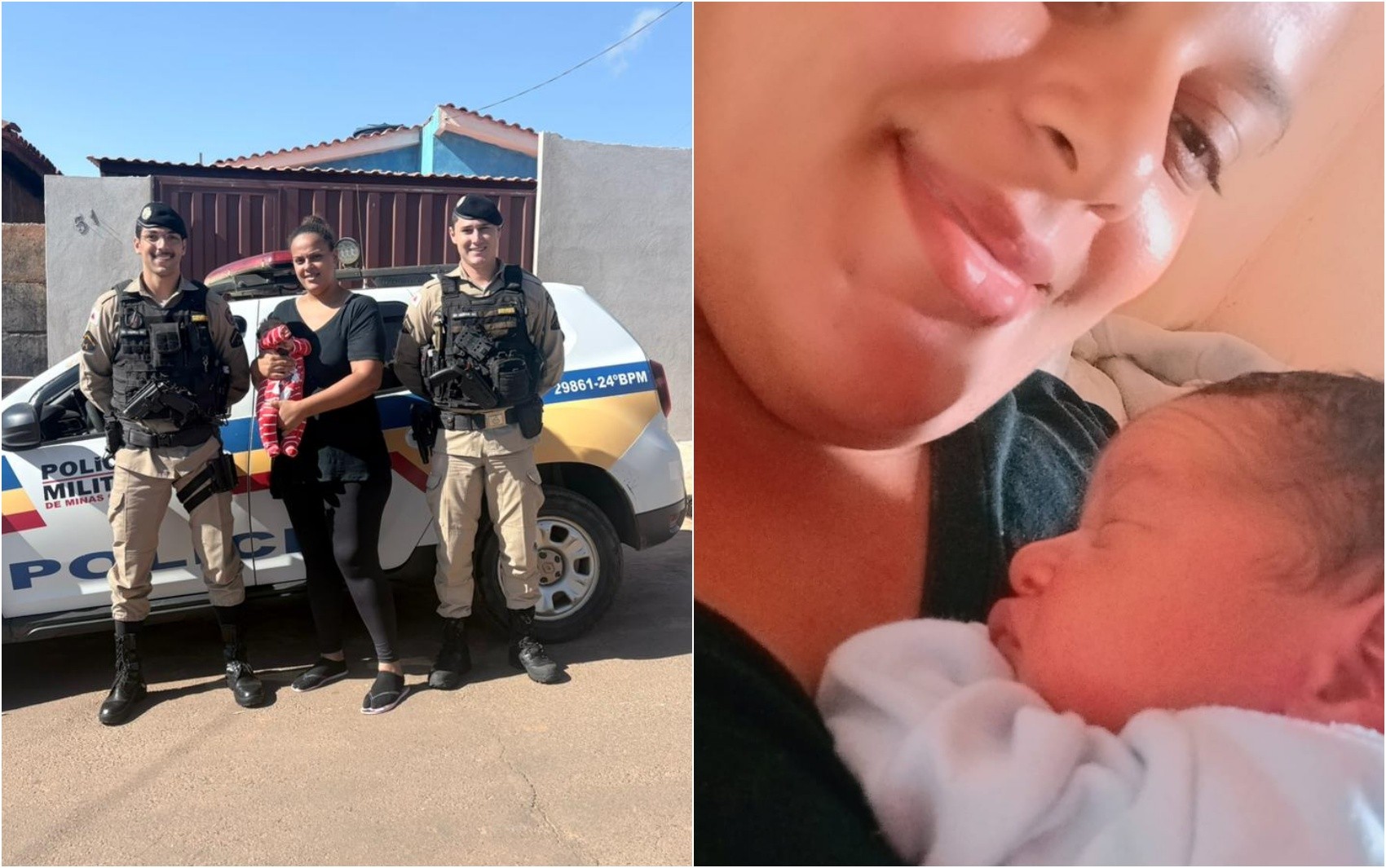 Policiais e bebê socorrido após engasgamento em Ilicínea