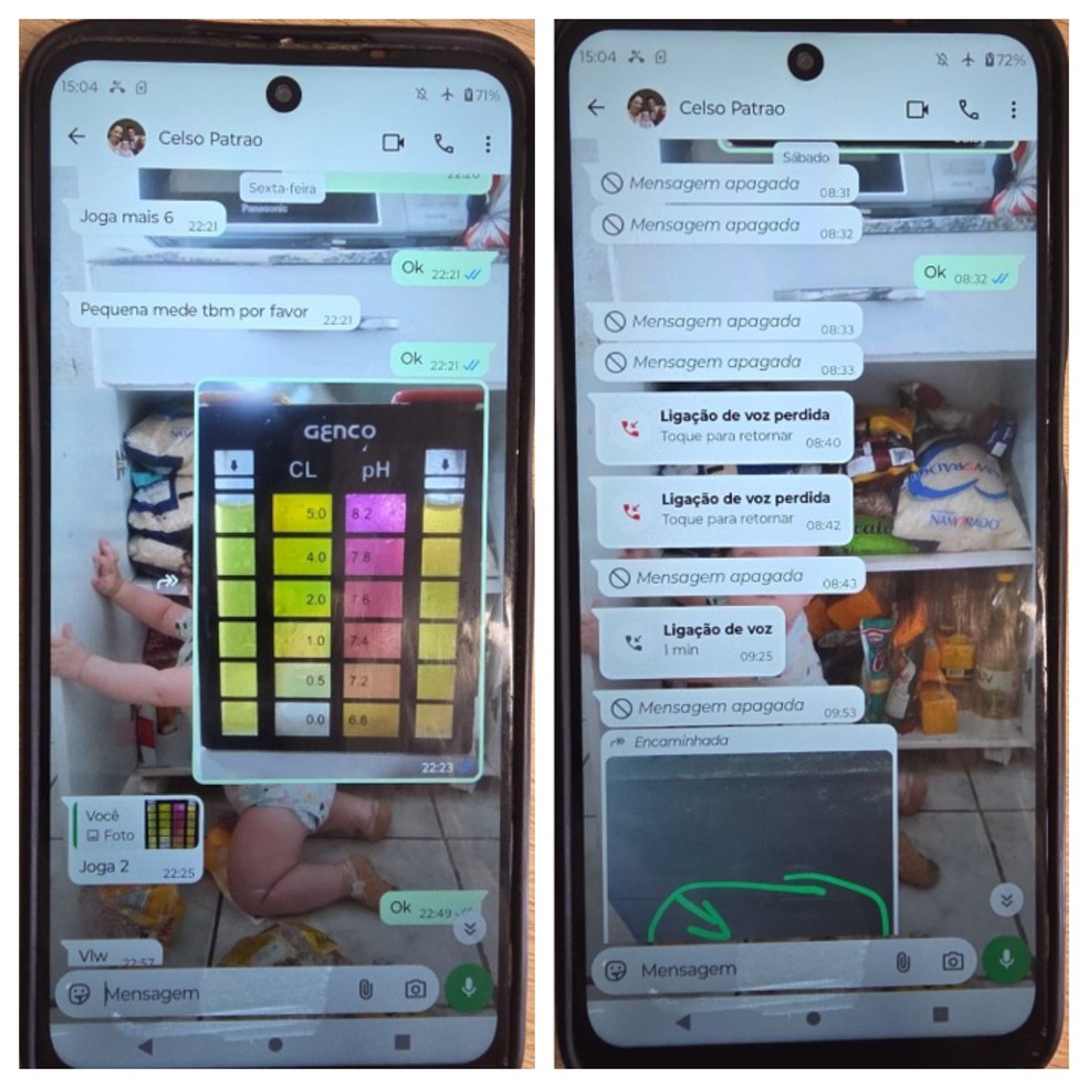 Um dos donos da academia onde uma mulher morreu após uma aula de natação no fim de semana disse à polícia que ficou "desesperado" ao saber da morte dela e que apagou "sem pensar" as mensagens que enviara ao manobrista que fazia a manutenção da piscina. — Foto: Reprodução