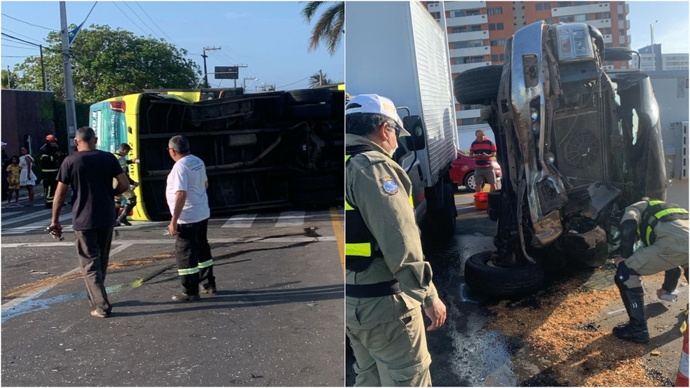 Colisão entre caminhão e ônibus, em São Luís — Foto: Amélia Cristina