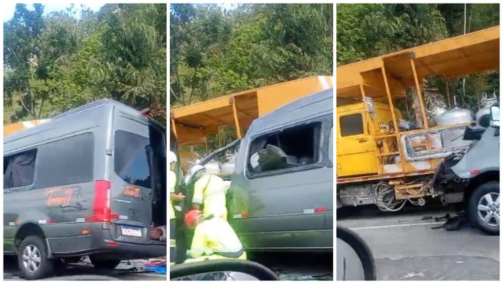 Imagem mostra como ficou van onde estava irmão de Chitãozinho e Xororó — Foto: Arquivo Pessoal/Rogerio Alexandre de Souza Cruz