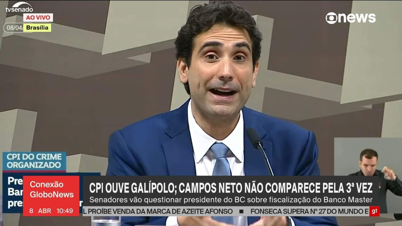 CPI do Crime Organizado ouve presidente do BC, Gabriel Galípolo; Campos Neto falta pela 3ª vez