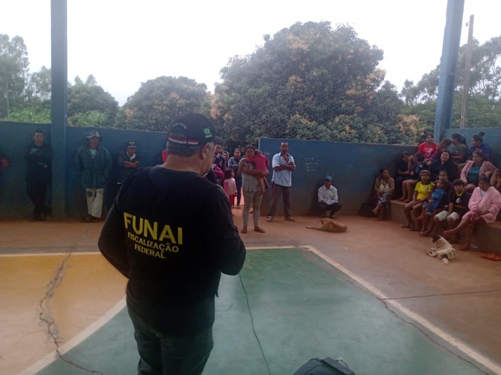 Reunião realizada na Aldeia Jaguapiré. — Foto: Tonico Benites