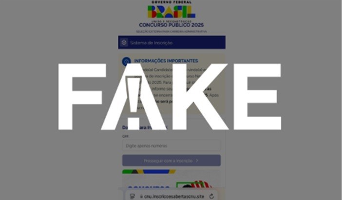 É #FAKE que as inscrições para o CNU 2025 já estão abertas; trata-se de um golpe