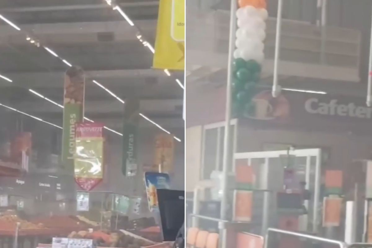 Vazamento de gás provoca 'névoa' em supermercado no litoral de SP; VÍDEO