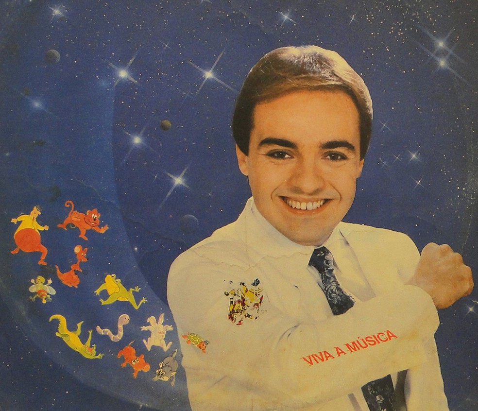 Gugu Liberato na capa do álbum 'Viva a música', de 1986 — Foto: Reprodução / Capa de disco