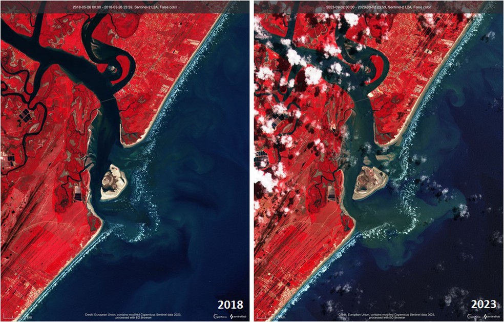 Imagens mostram diferenças em cinco anos — Foto: UFS/reprodução