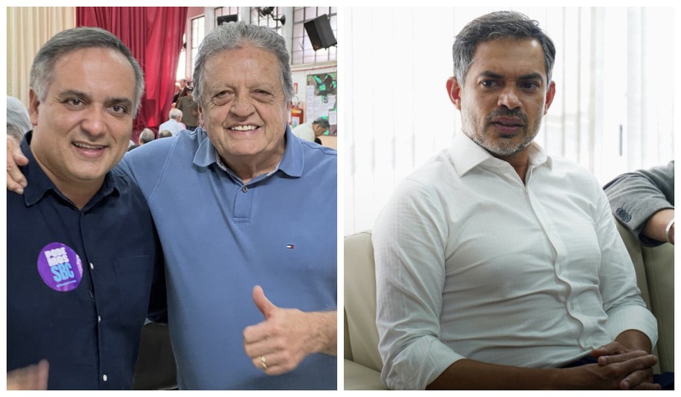 O prefeito afastado Marcelo Lima (Podemos), ao lado do suplente de vereador Ary José de Oliveira (PRTB); à direito, o presidente da Câmara Municipal, Danilo Lima (Podemos). — Foto: Montagem/g1/Reprodução/Redes Sociais