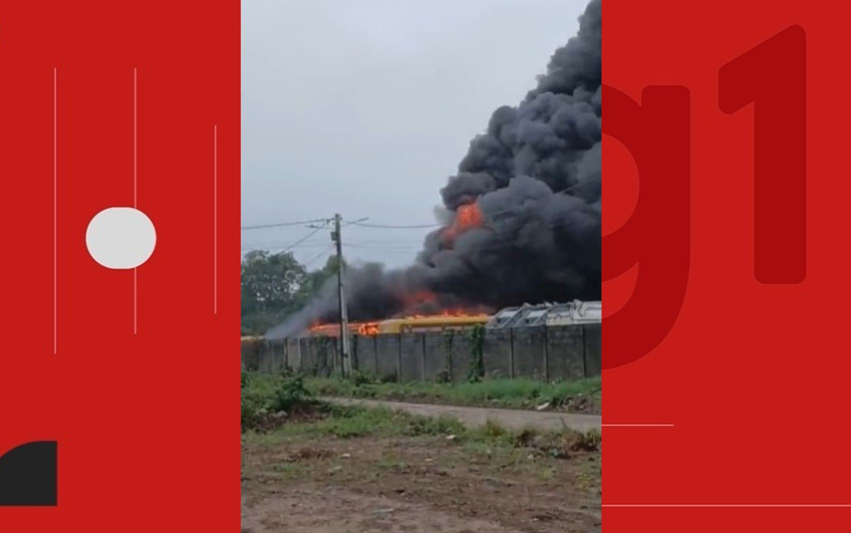 Cinco ônibus que fazem transporte escolar ficam destruídos após incêndio em garagem de prefeitura na Bahia