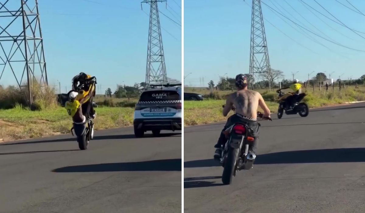 VÍDEO: homem empina moto atrás de viatura da Guarda em Americana