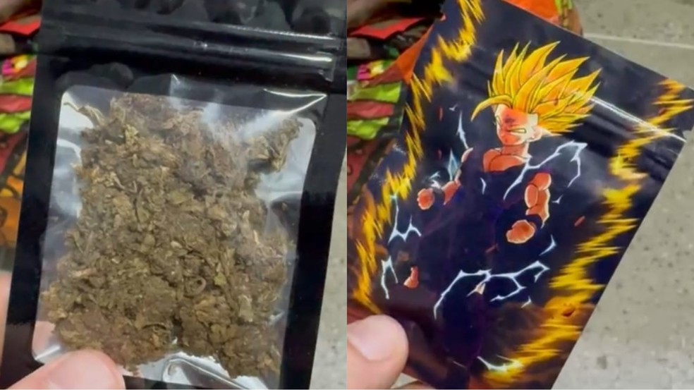 Maconha embalada com personagem de anime é apreendida no Ceará. — Foto: Reprodução