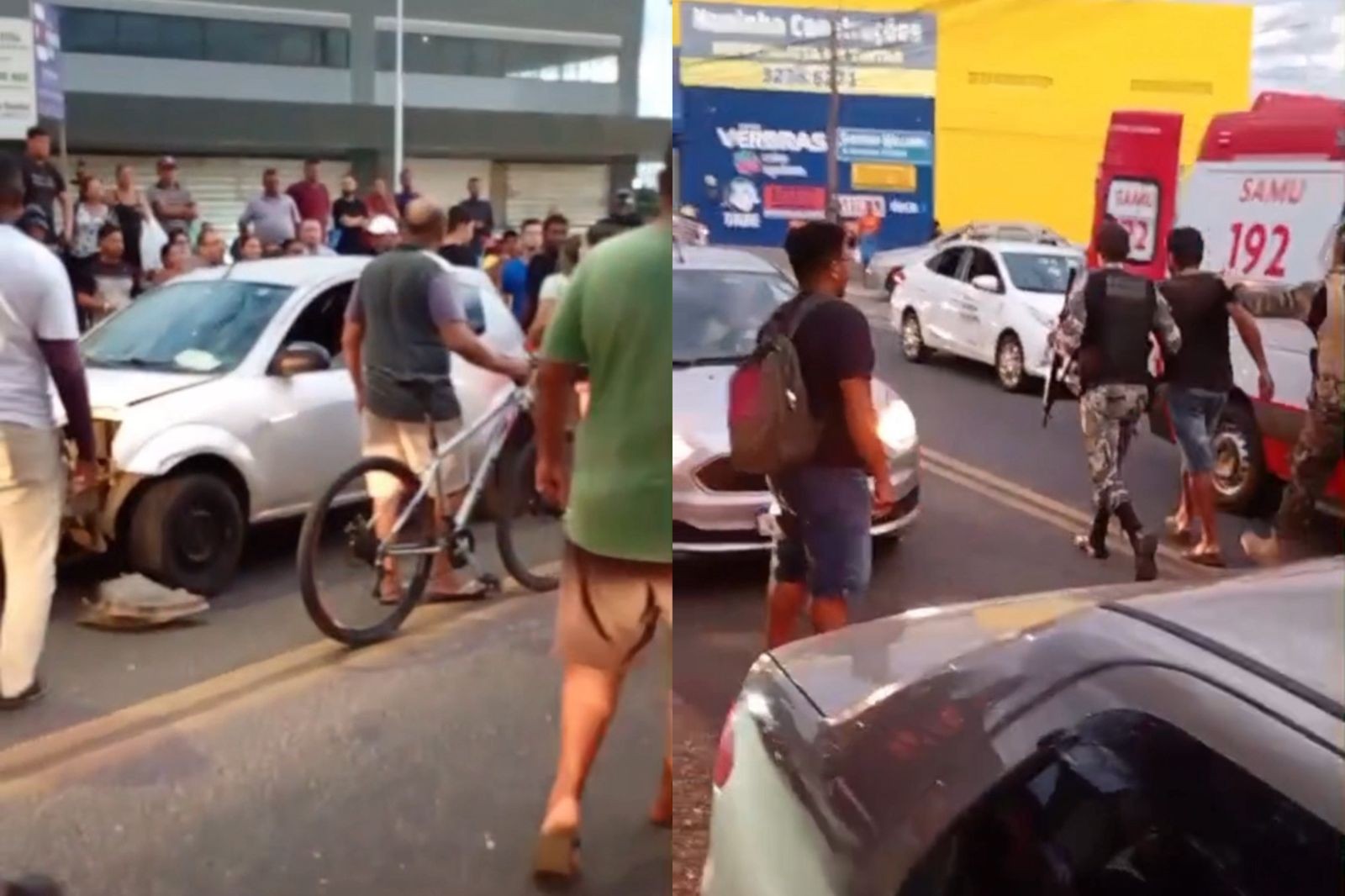 Pai e filho são atropelados por carro na Avenida Joaquim Nelson; motorista é agredido por transeuntes