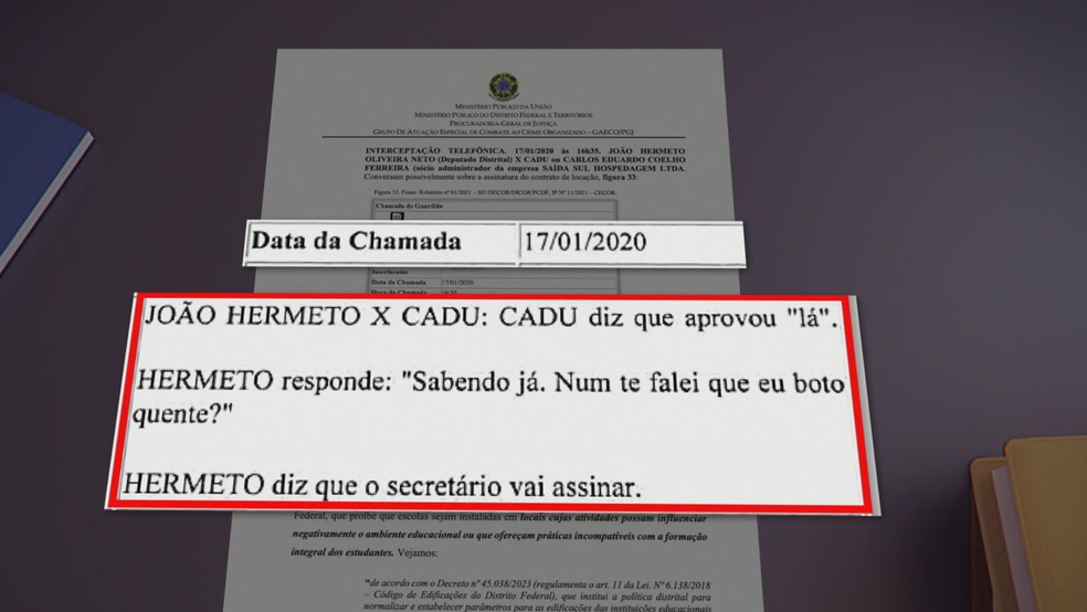 Escutas telefônicas revelam como deputado distrital atuou em suposto desvio milionário na Secretaria de Educação do DF — Foto: reprodução