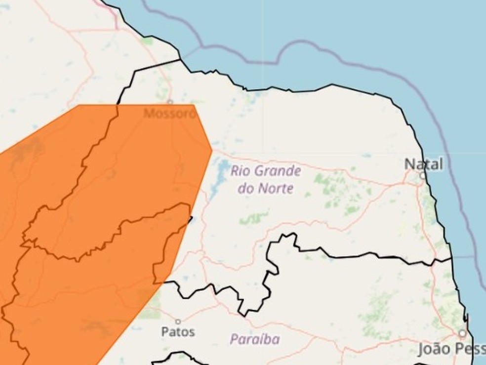 Inmet divulga alerta de chuvas intensas para 56 cidades do RN — Foto: Reprodução
