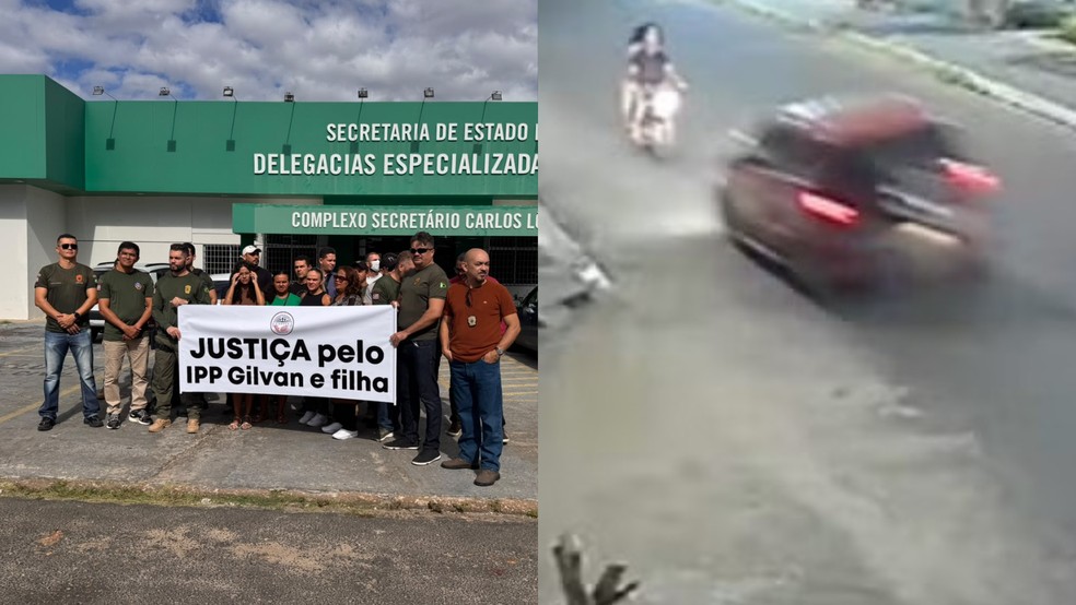 Familiares e amigos fazem manifestação após atropelamento de policial penal e filha no PI — Foto: Eduarda Barradas - g1 / Reprodução