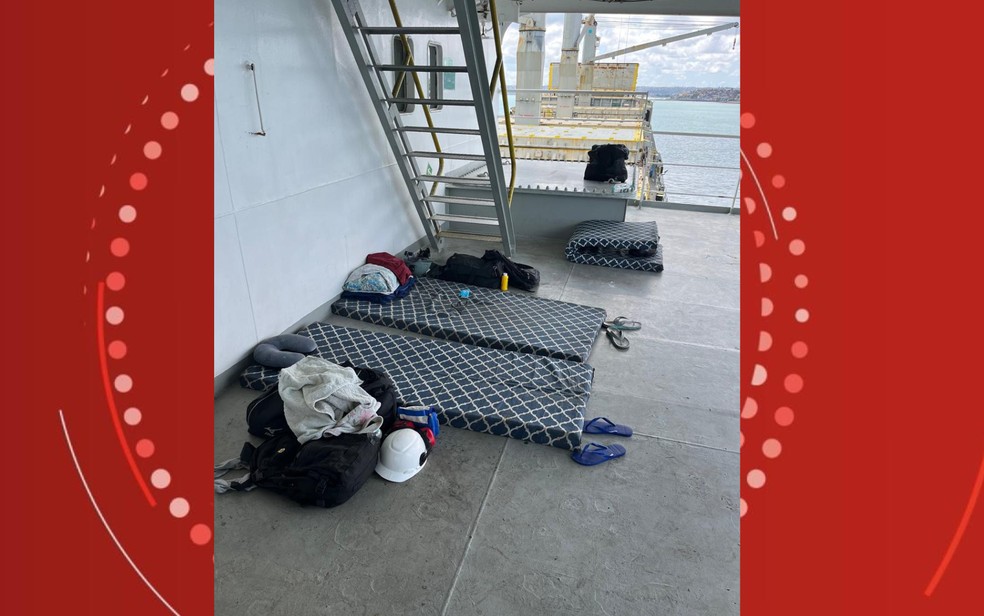 Trabalhadores são resgatados em condições análogas às de escravizados em navio de empresa norueguesa ancorado na Bahia — Foto: Divulgação/SRT-BA