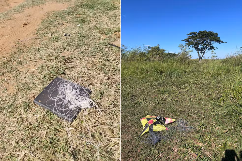Emaranhados de linhas de pipa com material cortante foram apreendidos e passarão por perícia — Foto: Polícia Civil/Divulgação