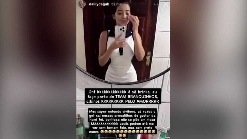 Maria Gabriele Mesquita da Silva fez publicações com ofensas contra pessoas negras nas redes sociais. — Foto: Reprodução/Redes sociais