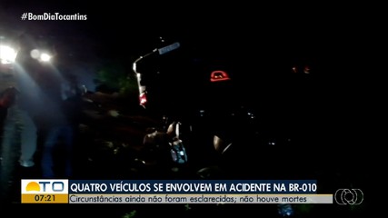 Acidente de trânsito envolvendo quatro veículos na BR-010 deixa feridos