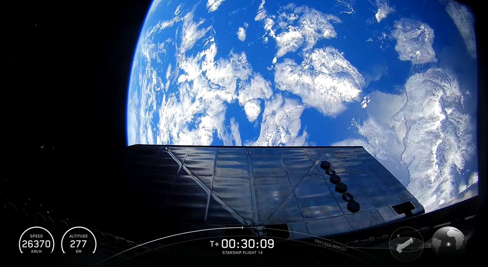 Visão da Terra pela Starship — Foto: Reprodução/SpaceX