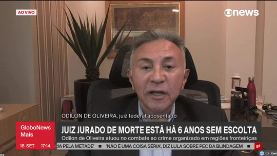 Juiz jurado de morte diz estar há seis anos sem escolta e entra na justiça para ter proteção - Em entrevista ao Globonews Mais, o juiz federal aposentado Odilon Oliveira disse que, depois da aposentadoria, foi jogado no lixo depois de trabalhar a vida inteira pelo Brasil. 'O juiz fica fragilizado, à disposição da criminalidade que combateu a vida inteira'.