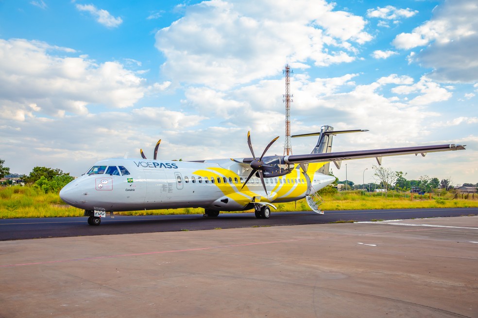 Aeronave da Voepass, em Ribeirão Preto (SP), — Foto: Divulgação/Voepass/Arquivo