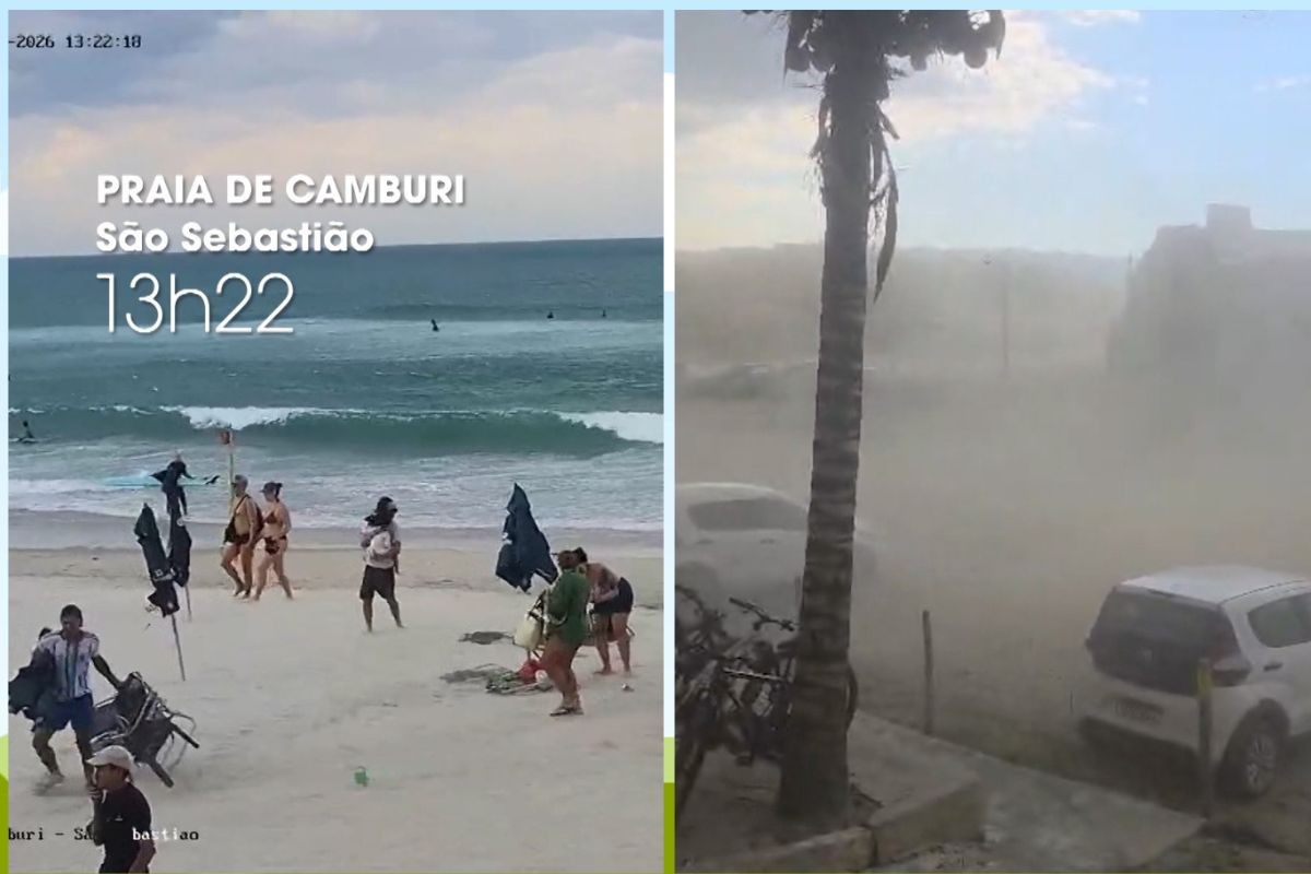 Vídeo mostra avanço da ventania no Litoral Norte e estragos causados pelas rajadas