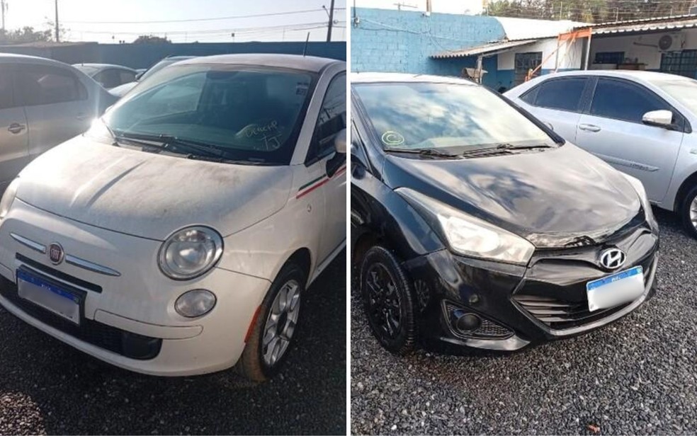 Fiat 500 Cult e HB20 disponíveis no leilão do TJ Goiás — Foto: Reprodução/Caiapó Leilões